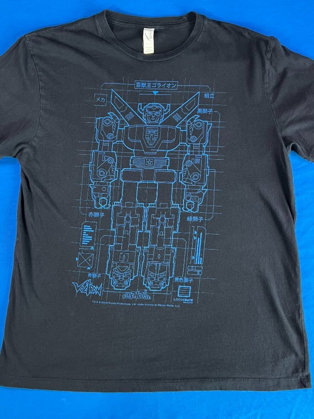 Voltron Loot Crate Exclusive Blueprint Mens Large Black T-Shirt